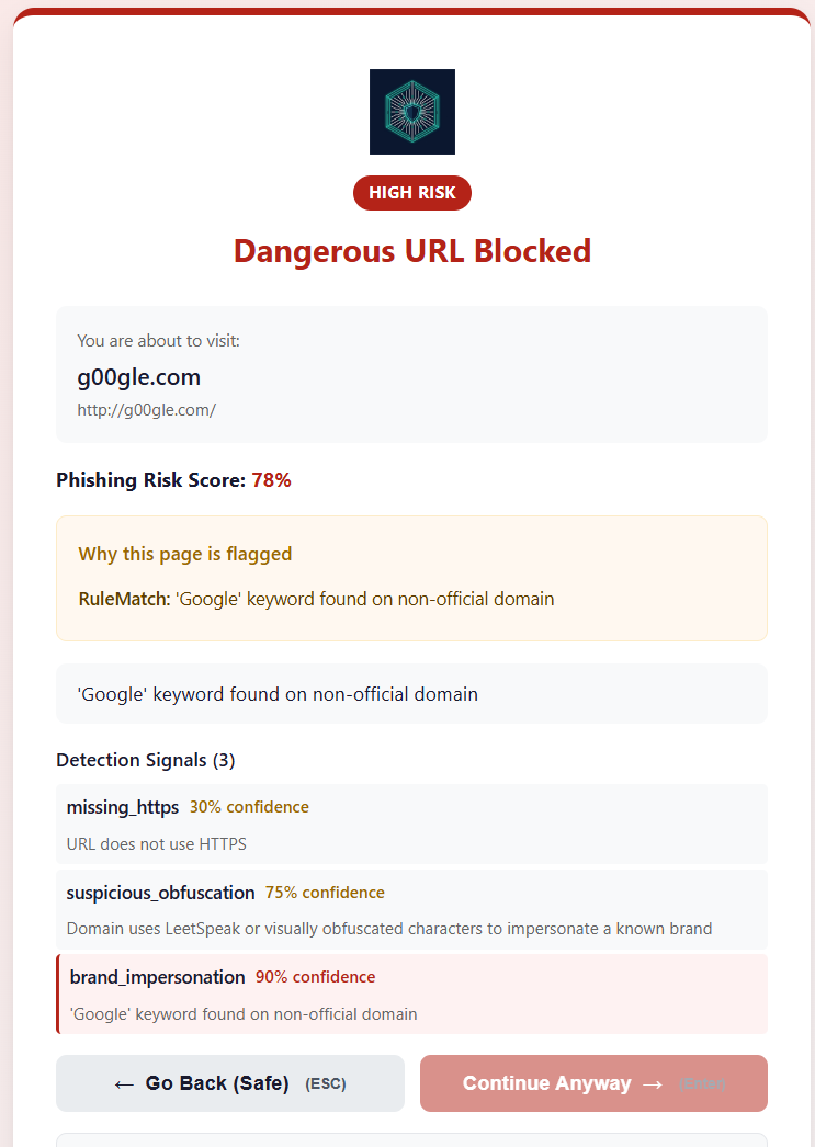 Warning page