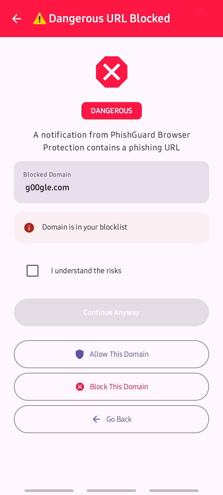 Malicious URL Blocked